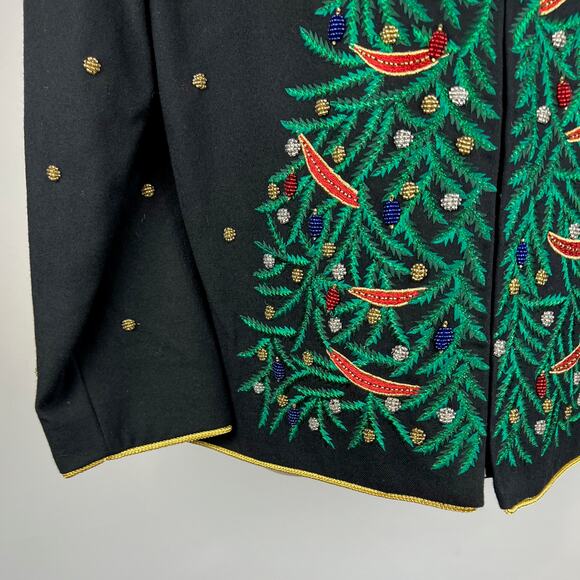 Jenna Woman Wool Cardigan Size 14 Embroidered Embellished Zips - Picture 6 of 10